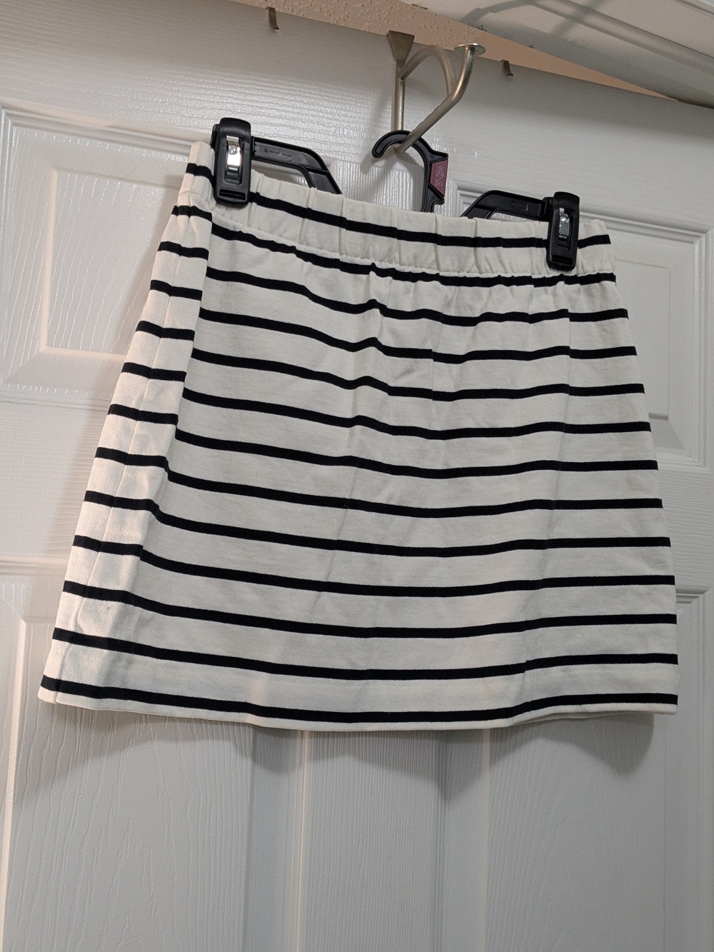Pomander Place Black and White Striped Cotton Mini Skirt